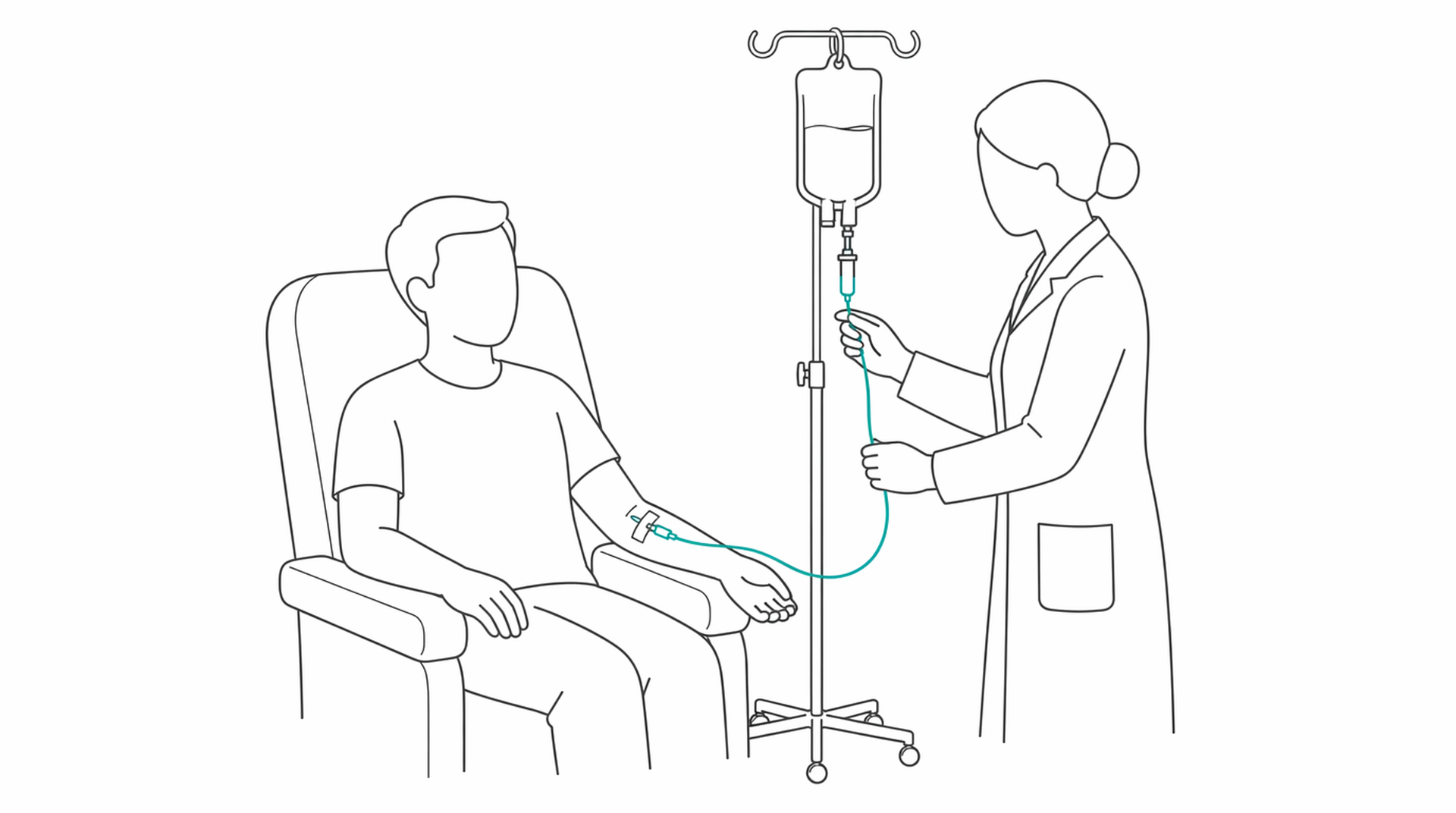 Medical line illustration of blood transfusion treatment for Blood transfusion.