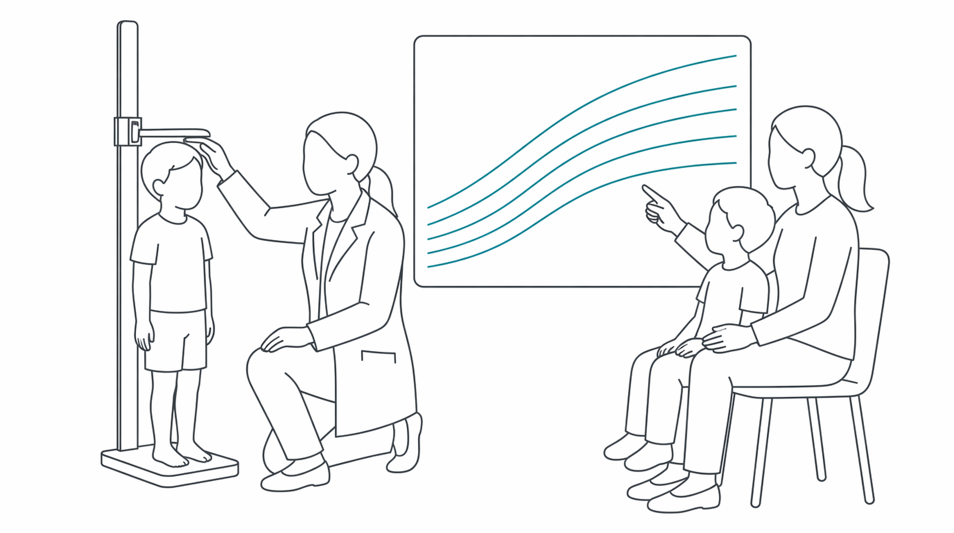 Medical line illustration of child growth nutrition for Faltering growth and weight concerns in children.