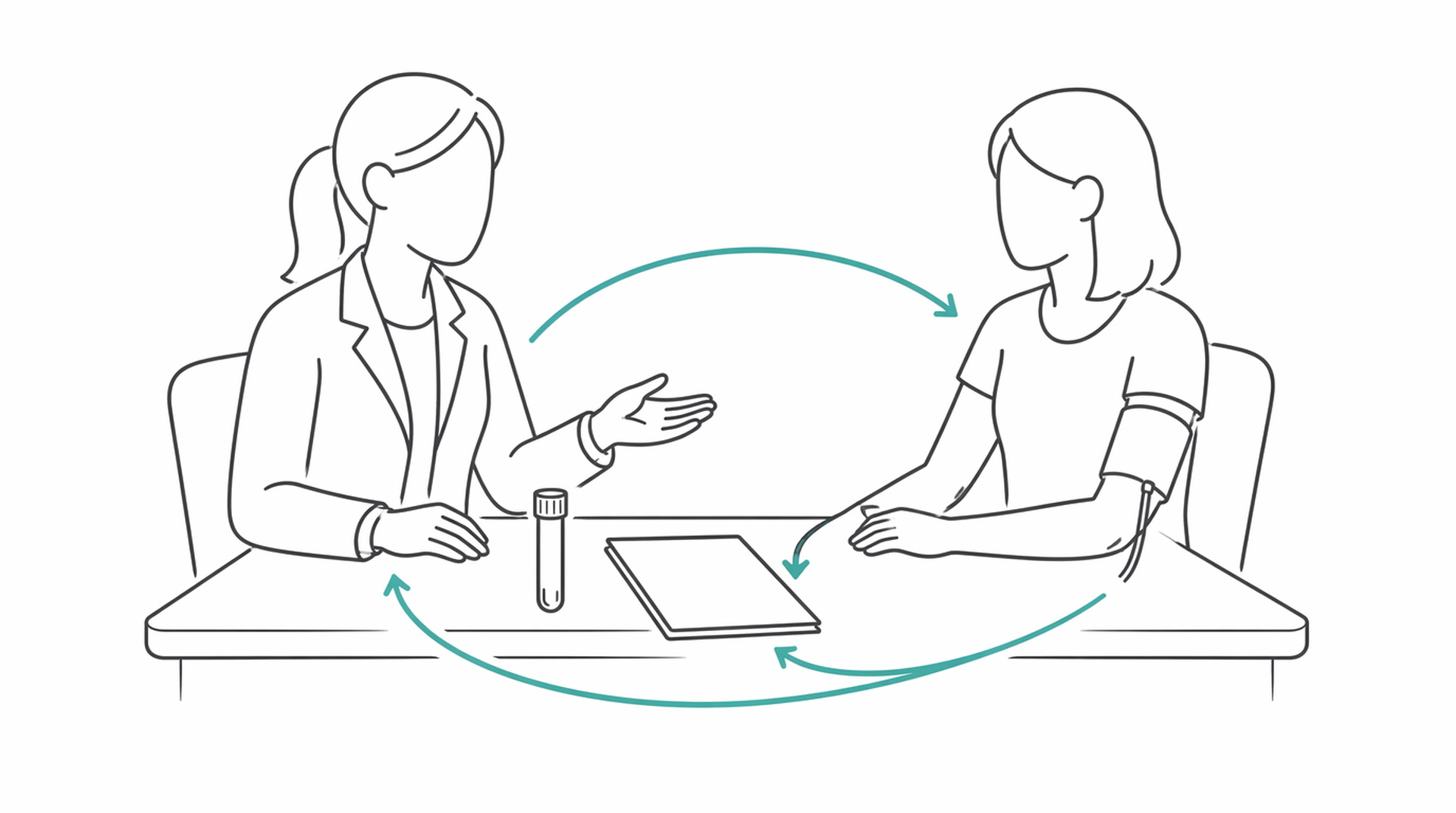 Medical line illustration of eating disorder assessment for Eating disorder assessment.