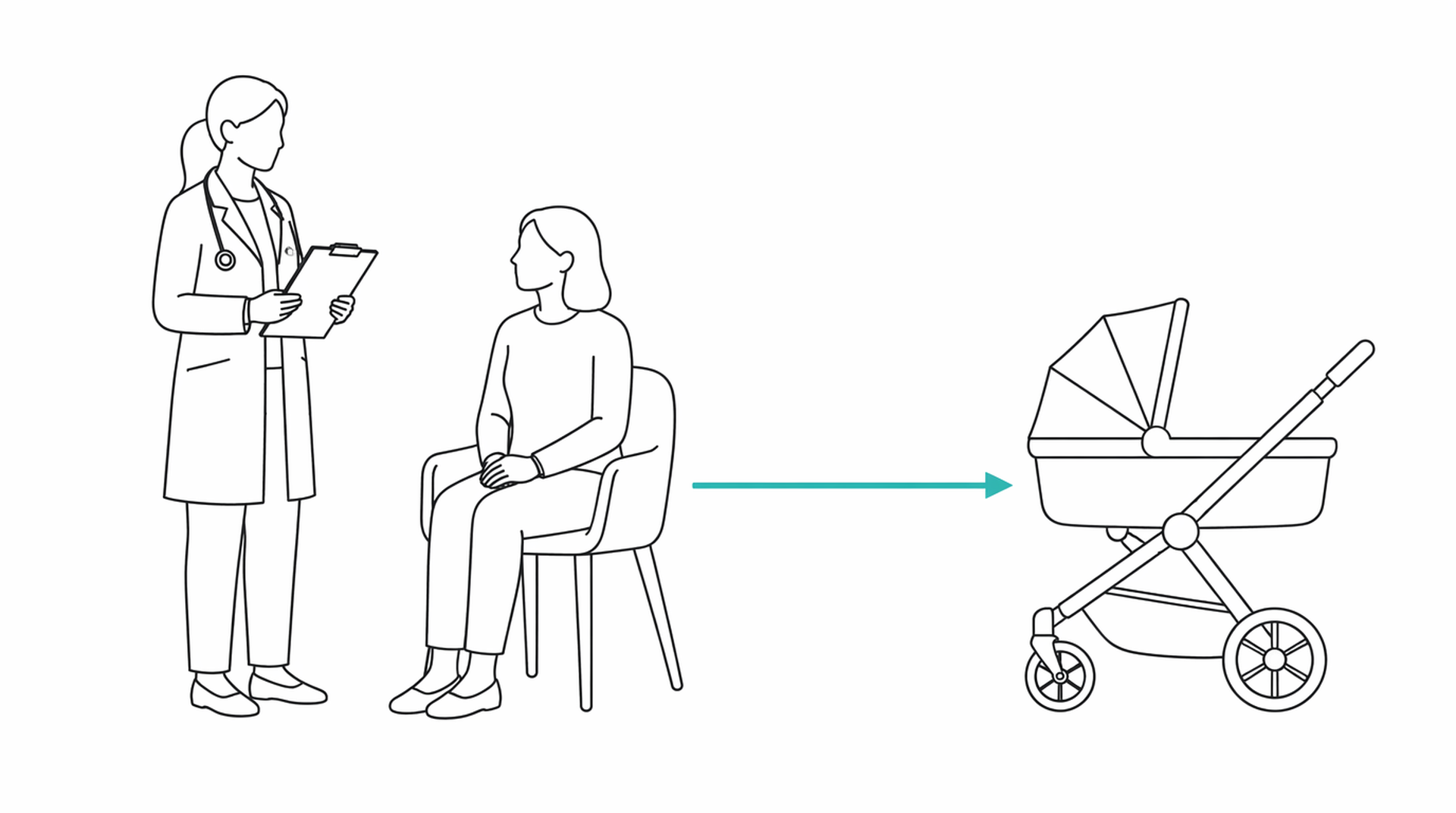 Medical line illustration of perinatal mental health for Postnatal depression and perinatal mental health.