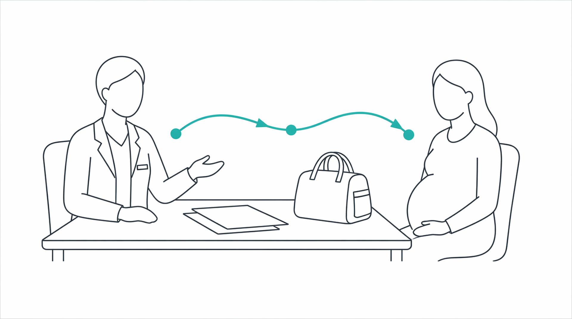 Medical line illustration of private maternity birth planning for Private maternity and consultant-led birth.