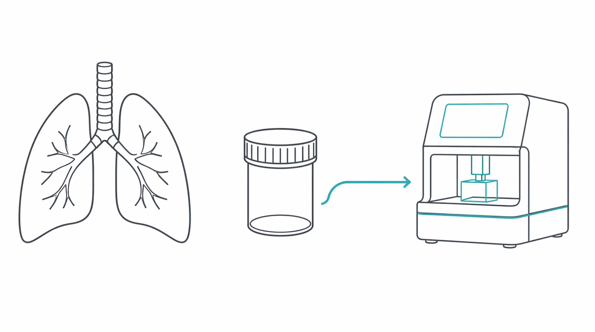 Medical line illustration of respiratory infection sputum testing for Latent TB test.