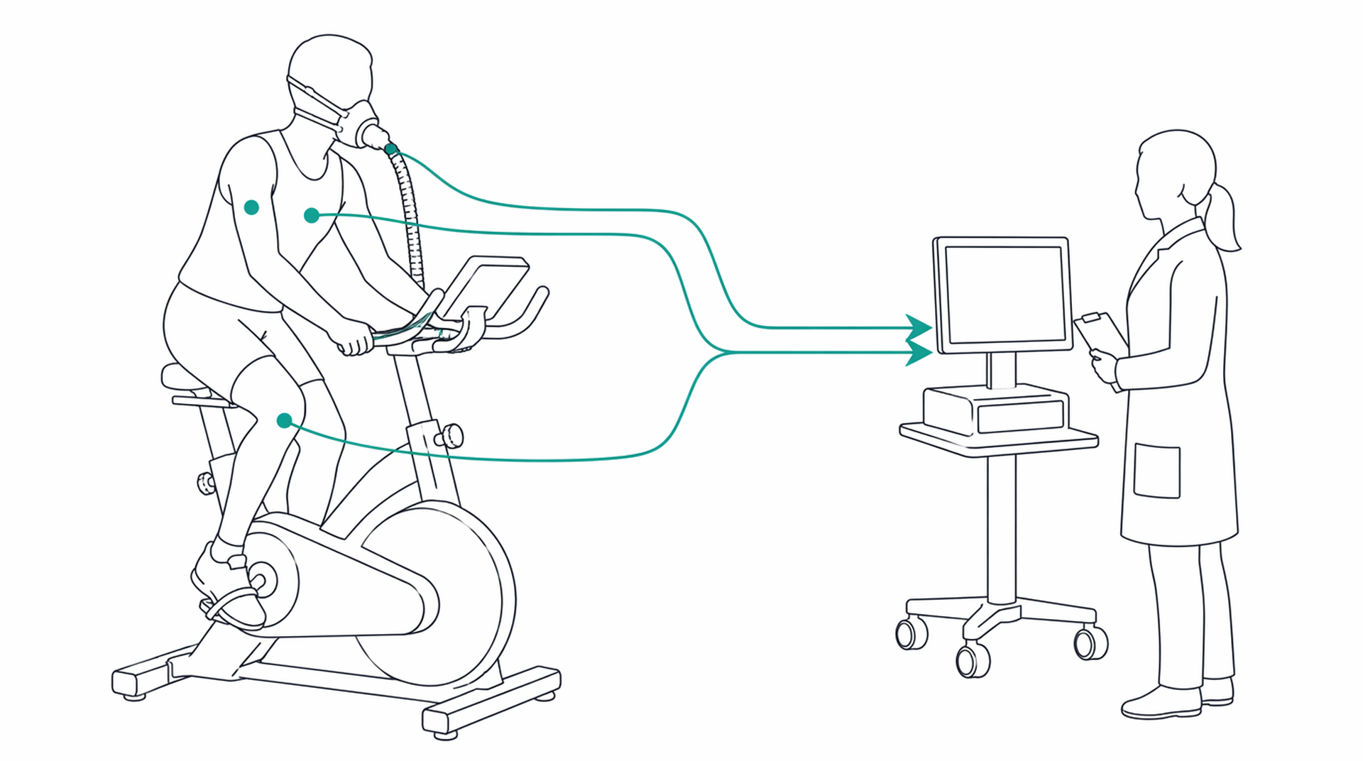 Medical line illustration of sports performance exercise testing for Exercise prescription.