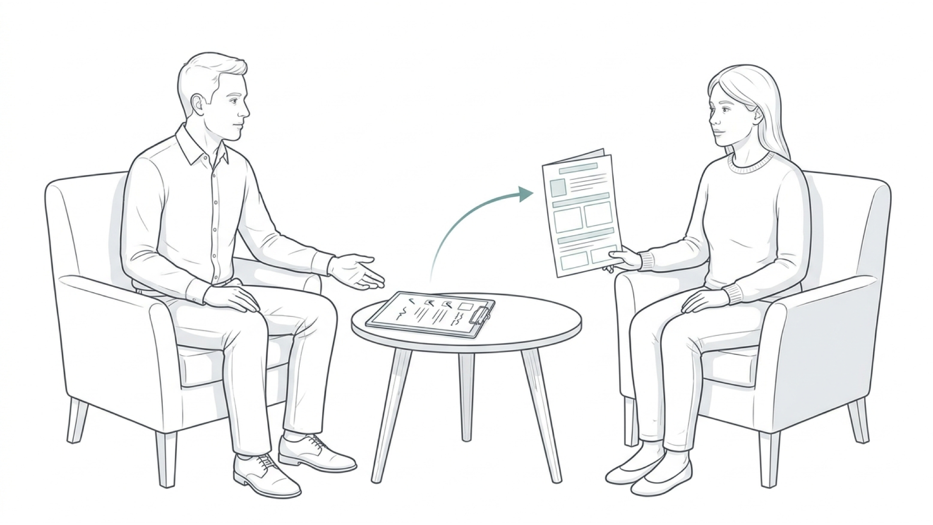 Medical line illustration of talking therapy and psychological support for Sleep problems and insomnia management.