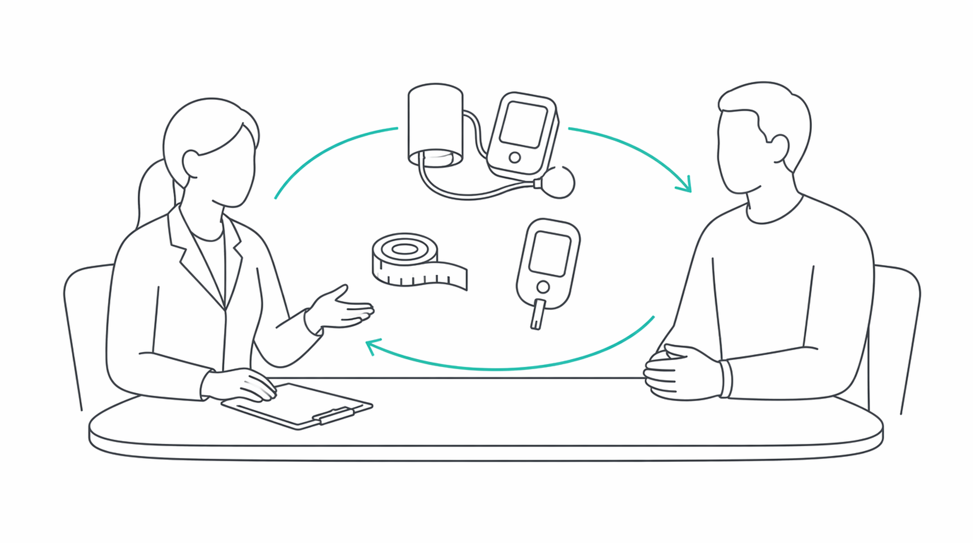 Medical line illustration of weight management metabolic clinic for Weight management advice.